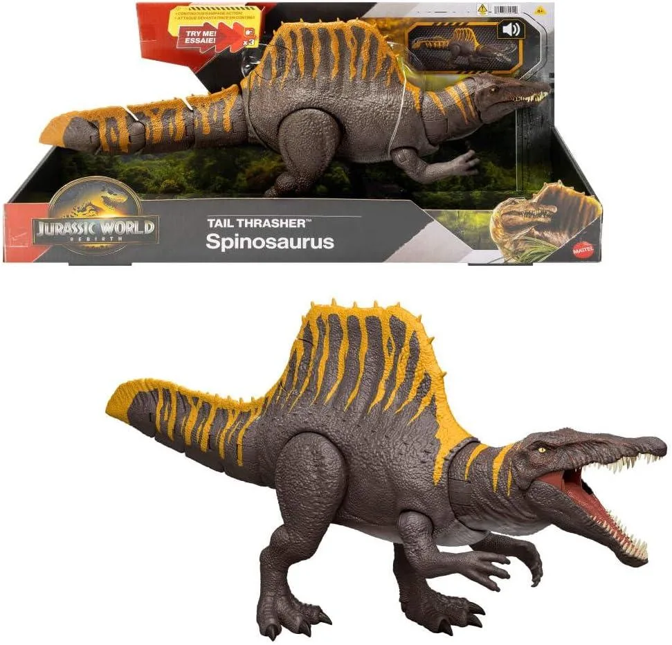 Mattel Mattel JGB56 Jurassic World Rebirth Tail Thrasher Spinosaurus action figure — product photo