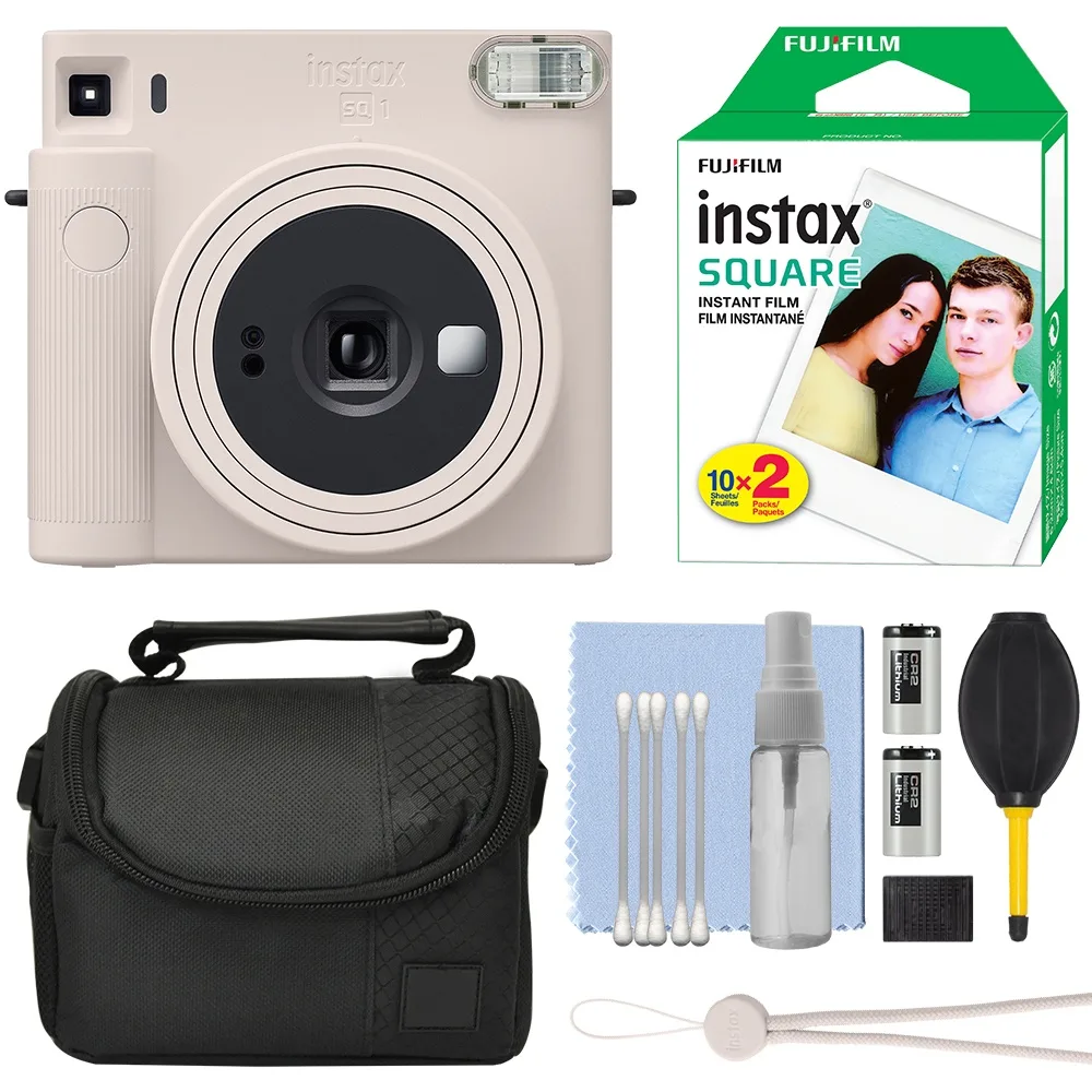 FUJIFILM FUJIFILM Instax Square SQ1 film camera Chalk White 20 film bundle — product photo