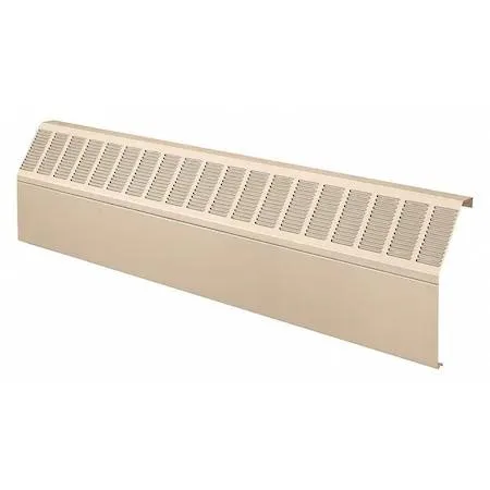 Beige steel baseboard heater enclosure, 72 inches long, surface-mount design