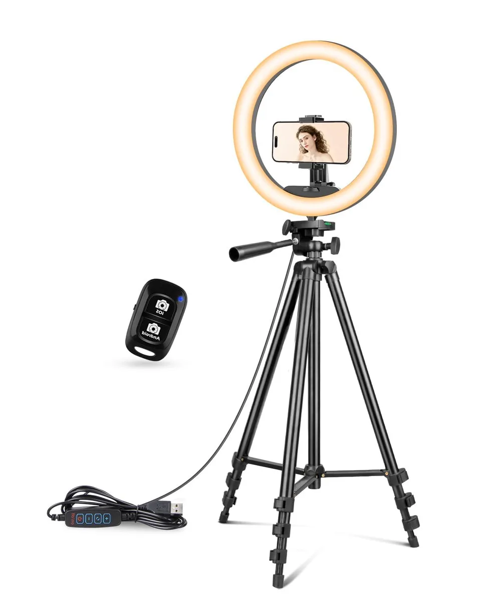  UBeesize TBC001 12" Ring Light with 50" Tripod &amp; Phone Holder — product photo