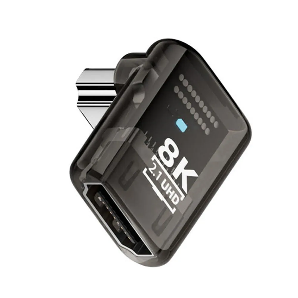 LORDWORLD LORDWORLD 90° Down Angled HDMI Male to Female 2.1 Adapter Transparent Black LED — product photo