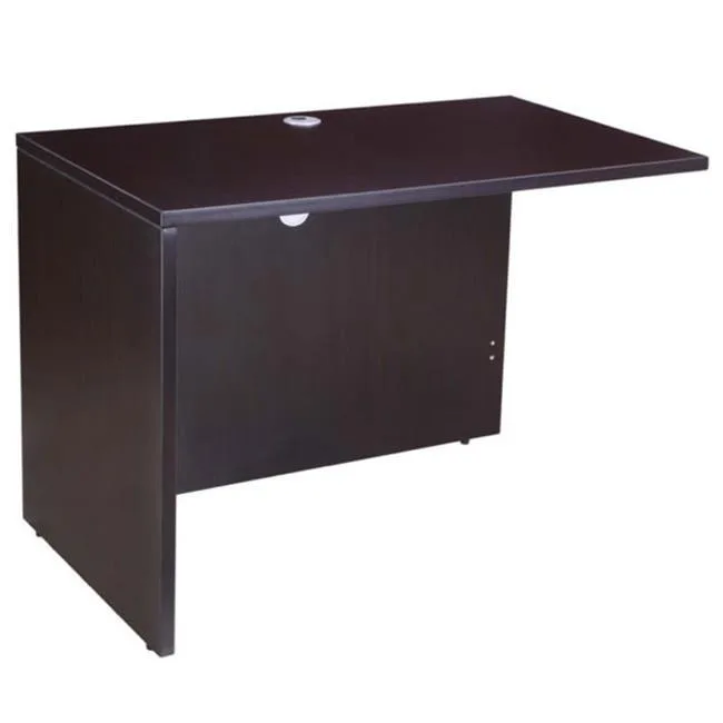 Rectangular mocha laminate desk return, 36 by 24 inches, reversible orientation