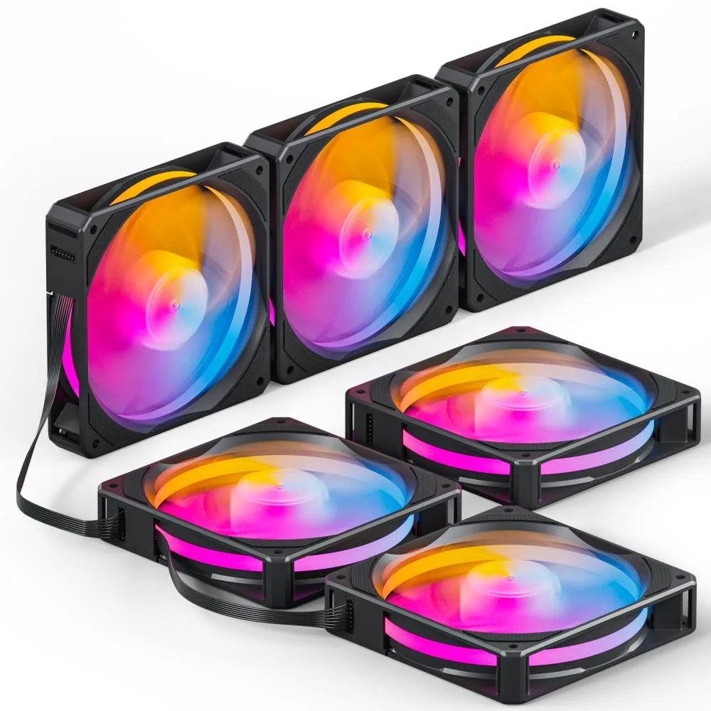 upHere upHere U2C-6 120mm Black 5V ARGB PWM 6-Pack 1800RPM 77.93CFM 25dB — product photo