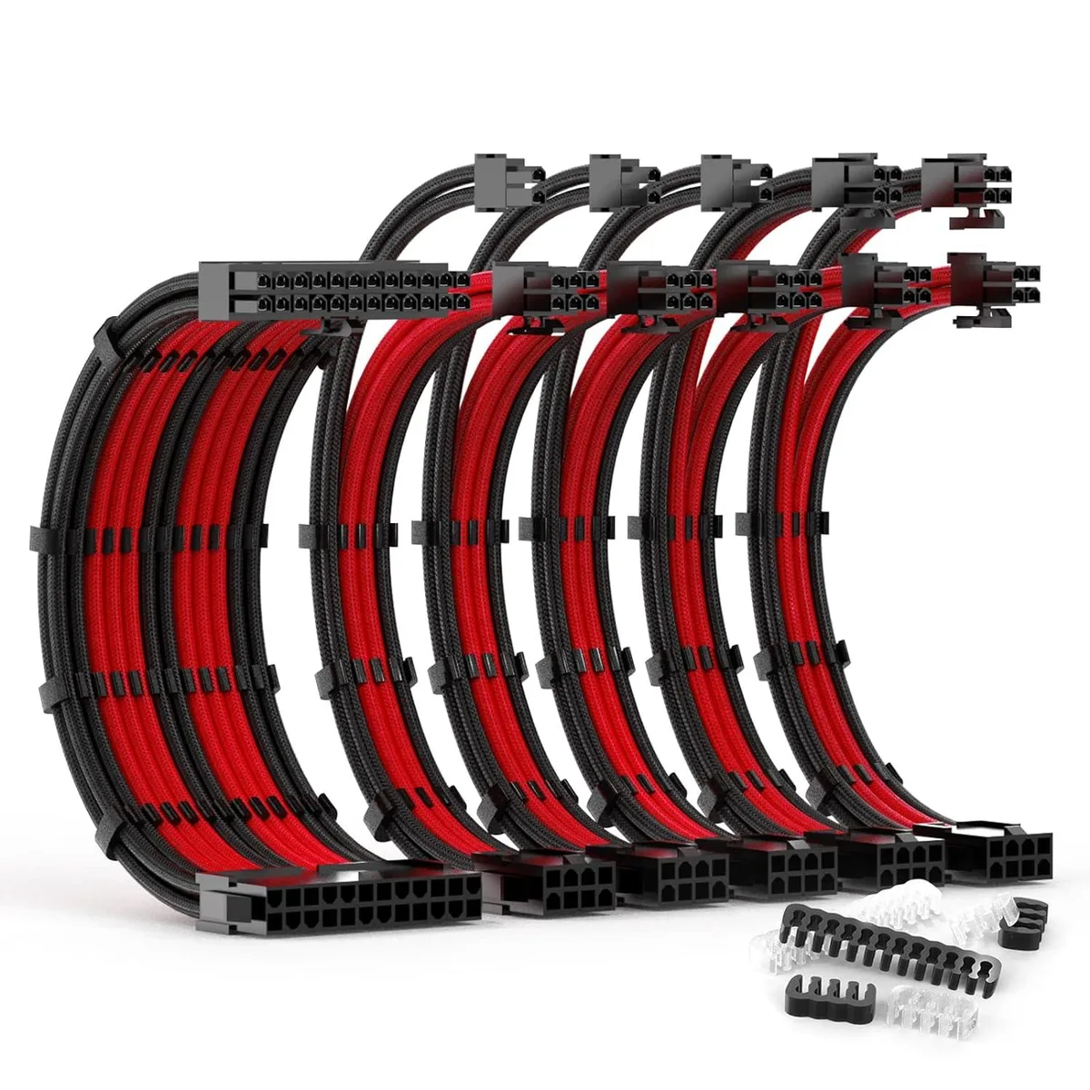 BUCIER BUCIER Internal Power Cable Kit 30cm 24-pin 2×8-pin 3×8-pin Black Red 18AWG — product photo