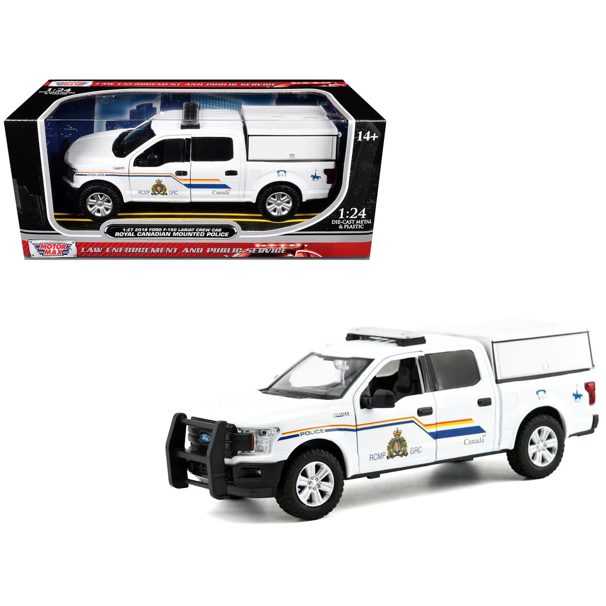 MOTORMAX MOTORMAX 2019 Ford F-150 Lariat Crew Cab RCMP White 1/27 Diecast — product photo