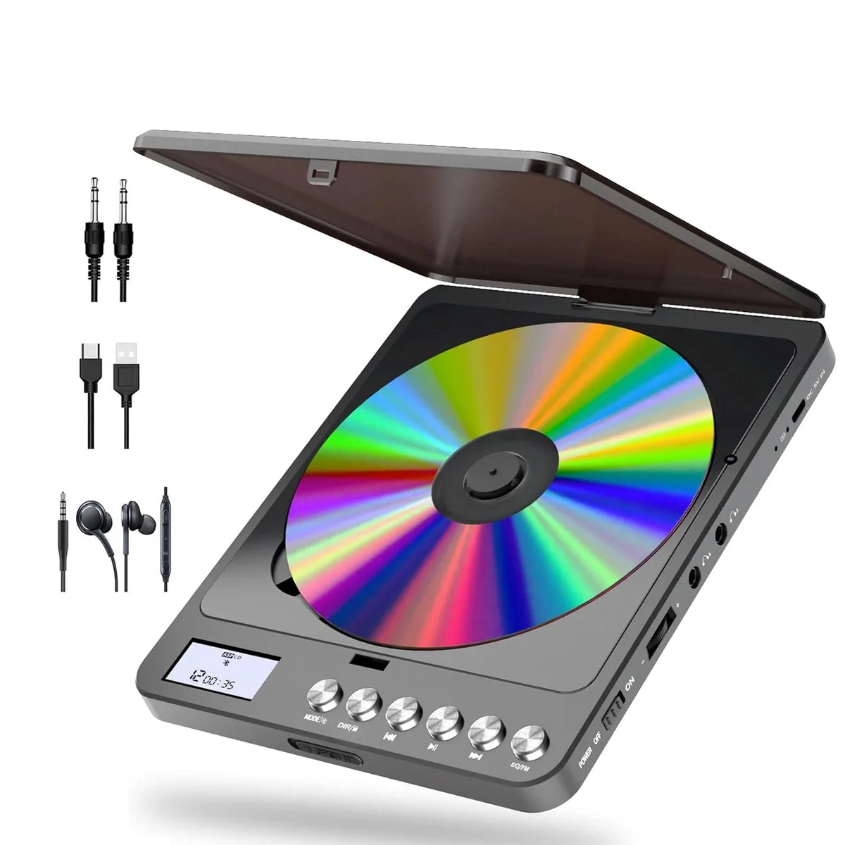  Portable CD Player Bluetooth 5.0 2000mAh Black — product photo