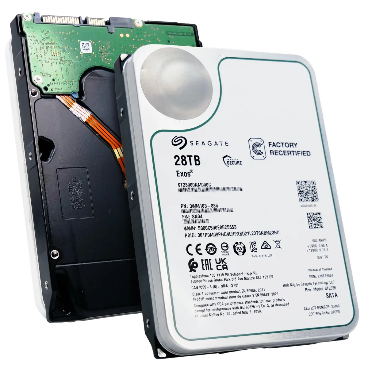 Seagate Seagate Exos X 28TB 3.5in SATA 7200 RPM 512MB Cache 2.5M MTBF internal hard drive — product photo