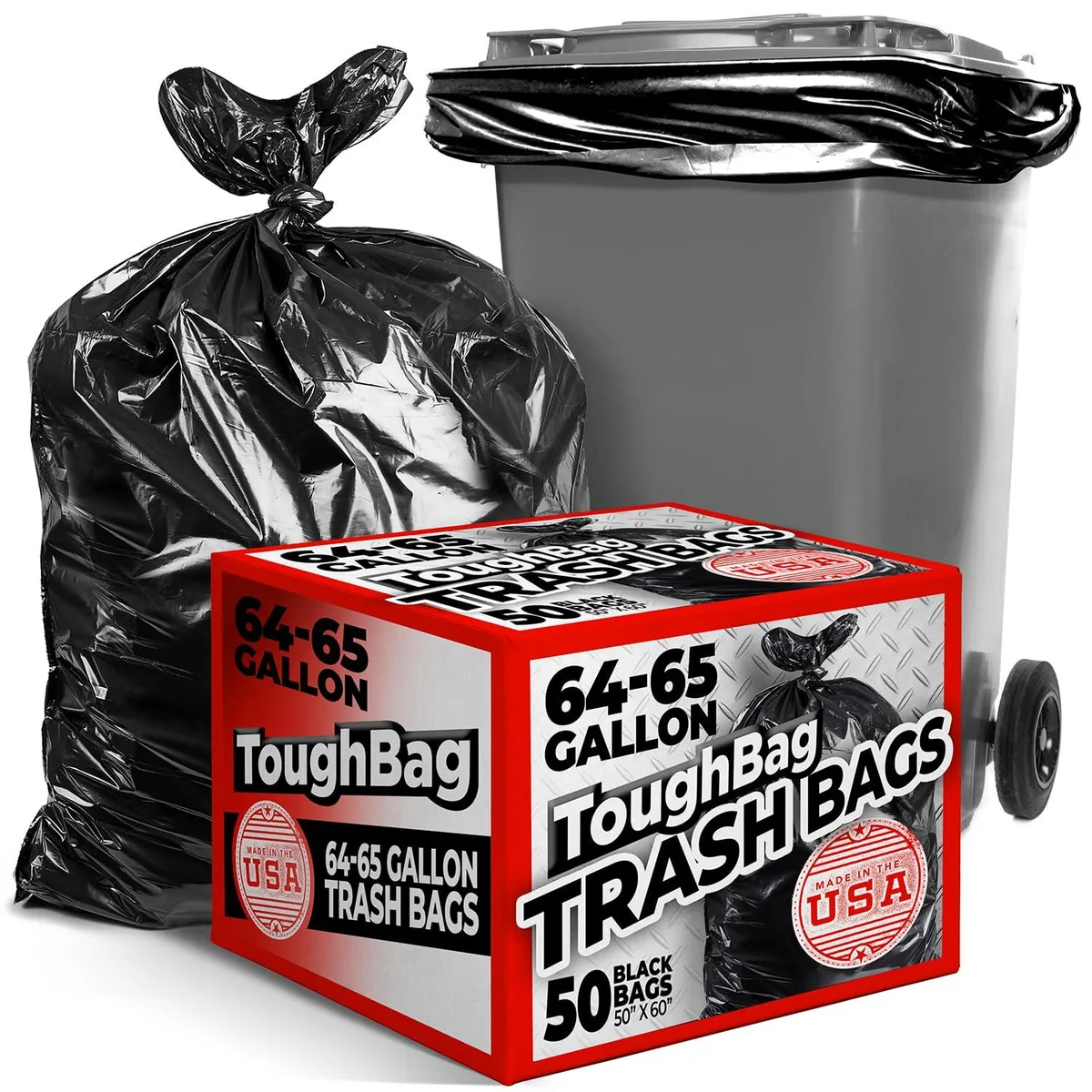  Baldwin 65 Gallon Heavy Duty Trash Bags 1.2 mil 50 Count 43237-2 — product photo