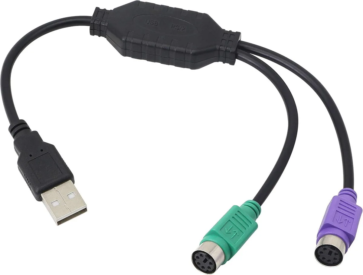 No Sew No Sew LEIHONG PS/2 to USB Dual Adapter Keyboard Mouse Converter Black — product photo