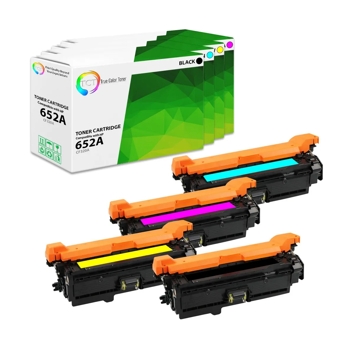 True Color Toner True Color Toner 652A 654A 4-pack toner cartridges CF320A CF331A CF332A CF333A — product photo