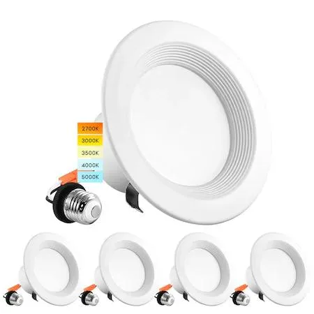 Luxrite Luxrite LR23790-4PK 4" LED Recessed Lighting 5 CCT Selectable 2700K-5000K 10W — product photo