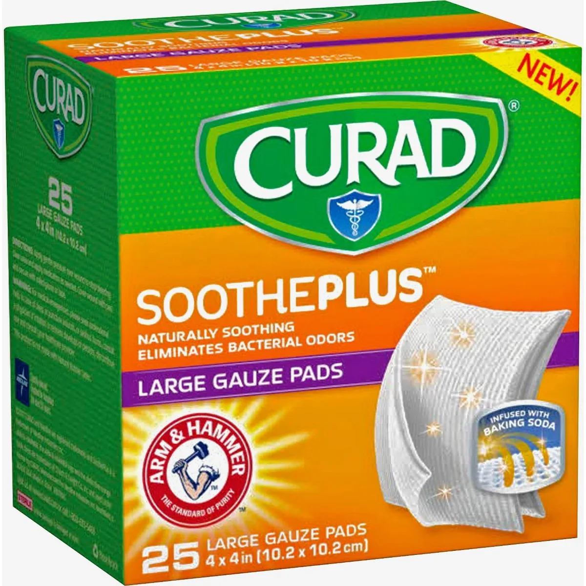 Medline Medline CUR204425AH Curad SoothePlus Medium Non-stick Pads 25 first aid — product photo