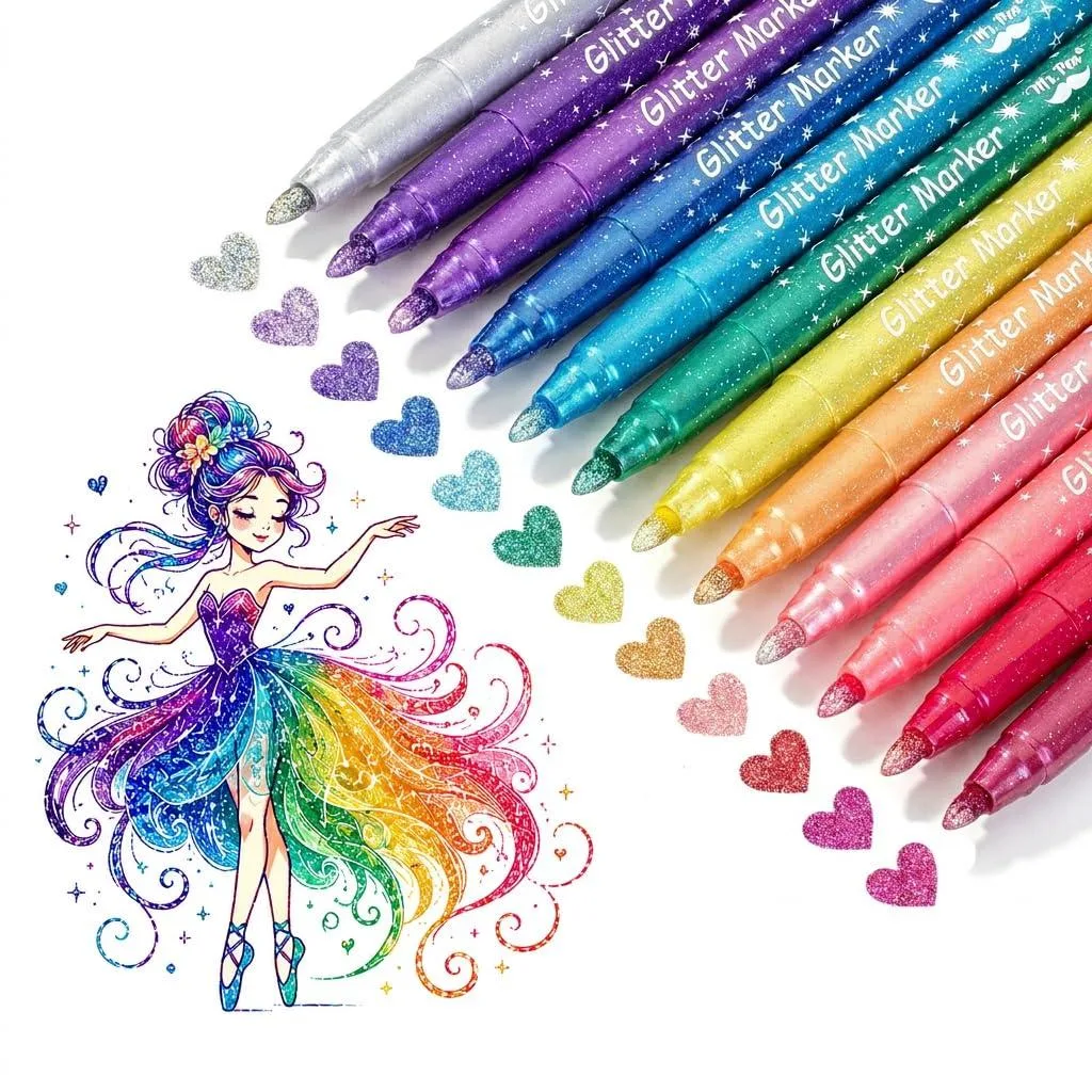  Mr. Pen Glitter Marker Pens 12 Pack 3.8 mm Tip — product photo