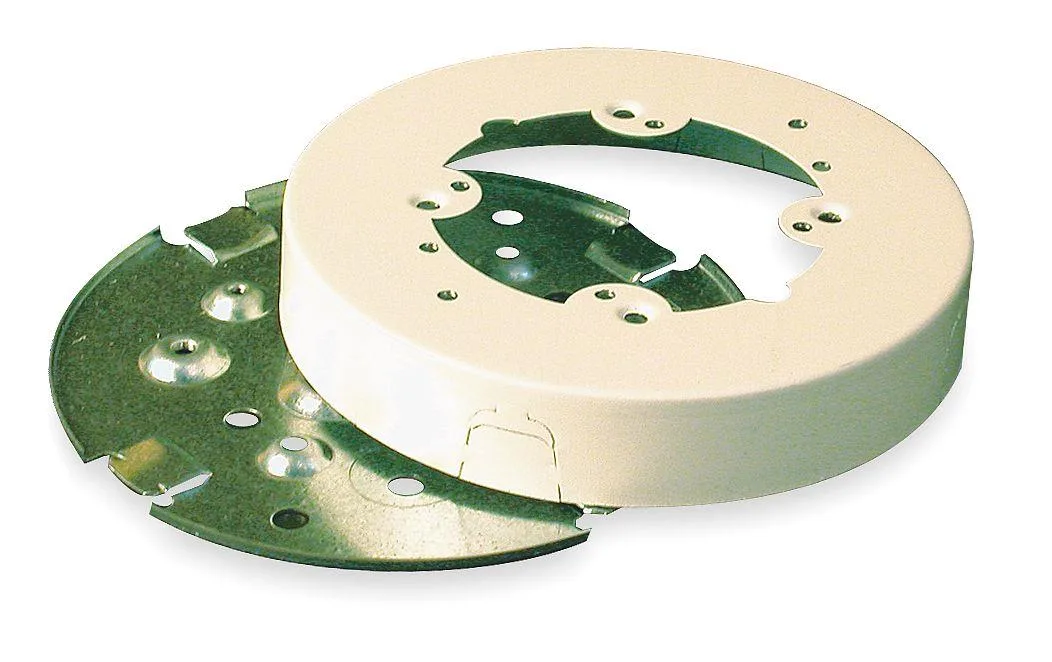 Round ivory steel fan box, solid base, 5.5 inch diameter
