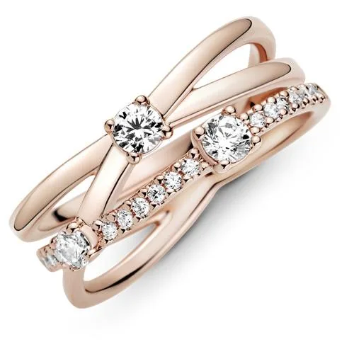 PANDORA PANDORA Sparkling Triple Band Ring 14k rose gold-plated — product photo