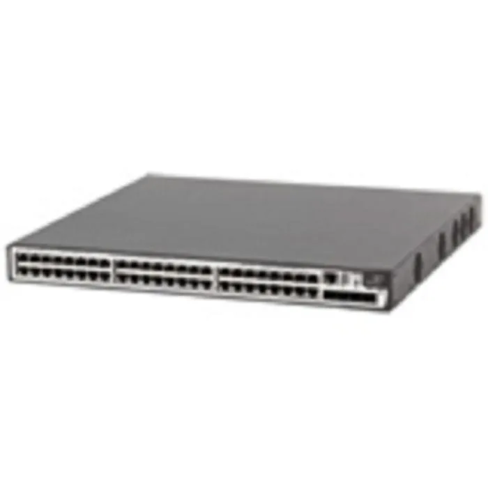 Rectangular metal network switch with 48 front ports and four SFP slots
