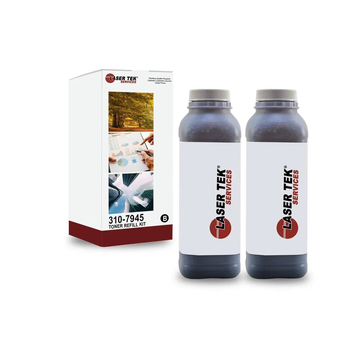 Laser Tek Services Laser Tek Services 2 Pack Black Toner Refill Kit for Dell 1815 310-7945 310-7943 PF658 — product photo