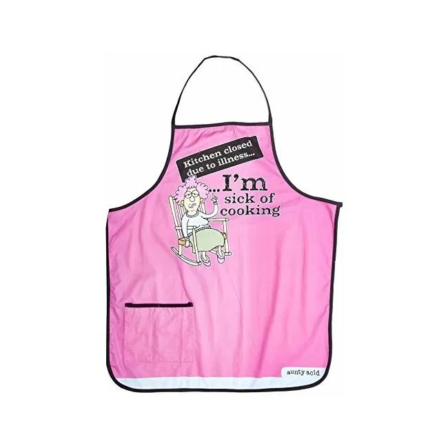 White cotton apron with Wizard of Oz print and front pocket