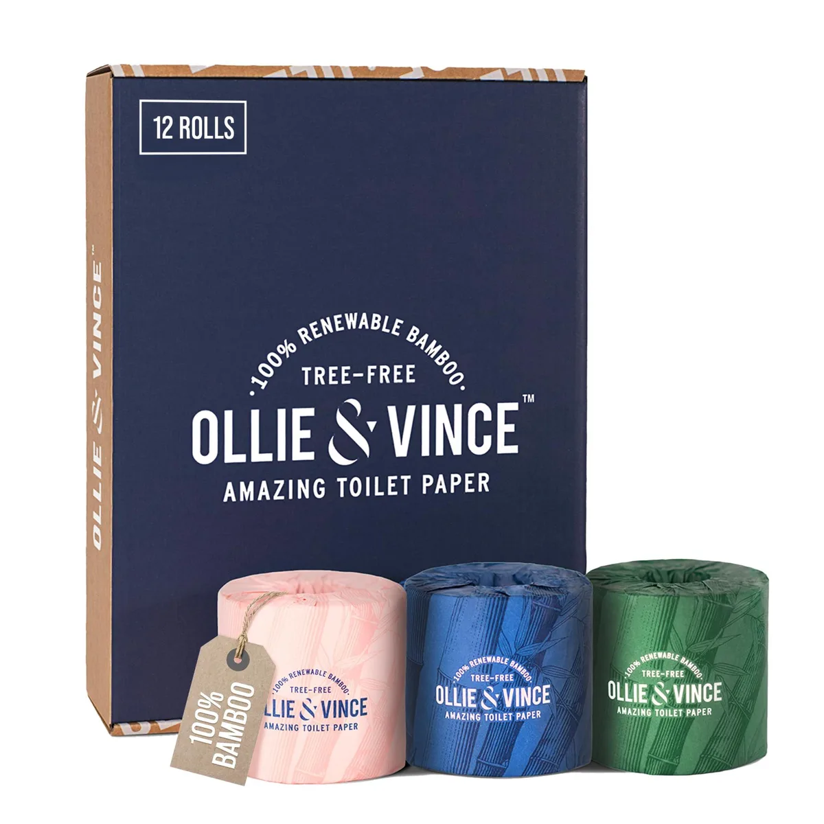  Ollie &amp; Vince OVTPBOX12 Bamboo Toilet Paper 12 Rolls 3-Ply — product photo