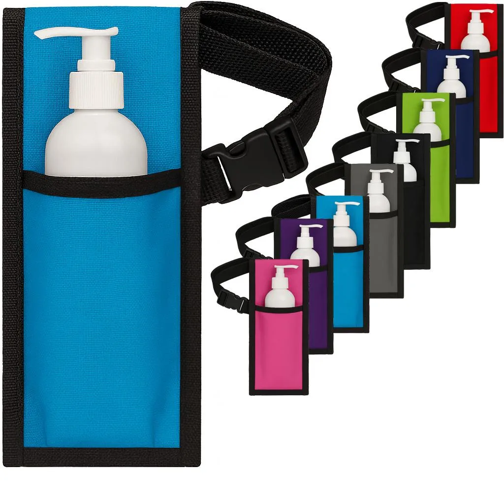 Aqua coloured nylon massage oil holster with adjustable waist belt
