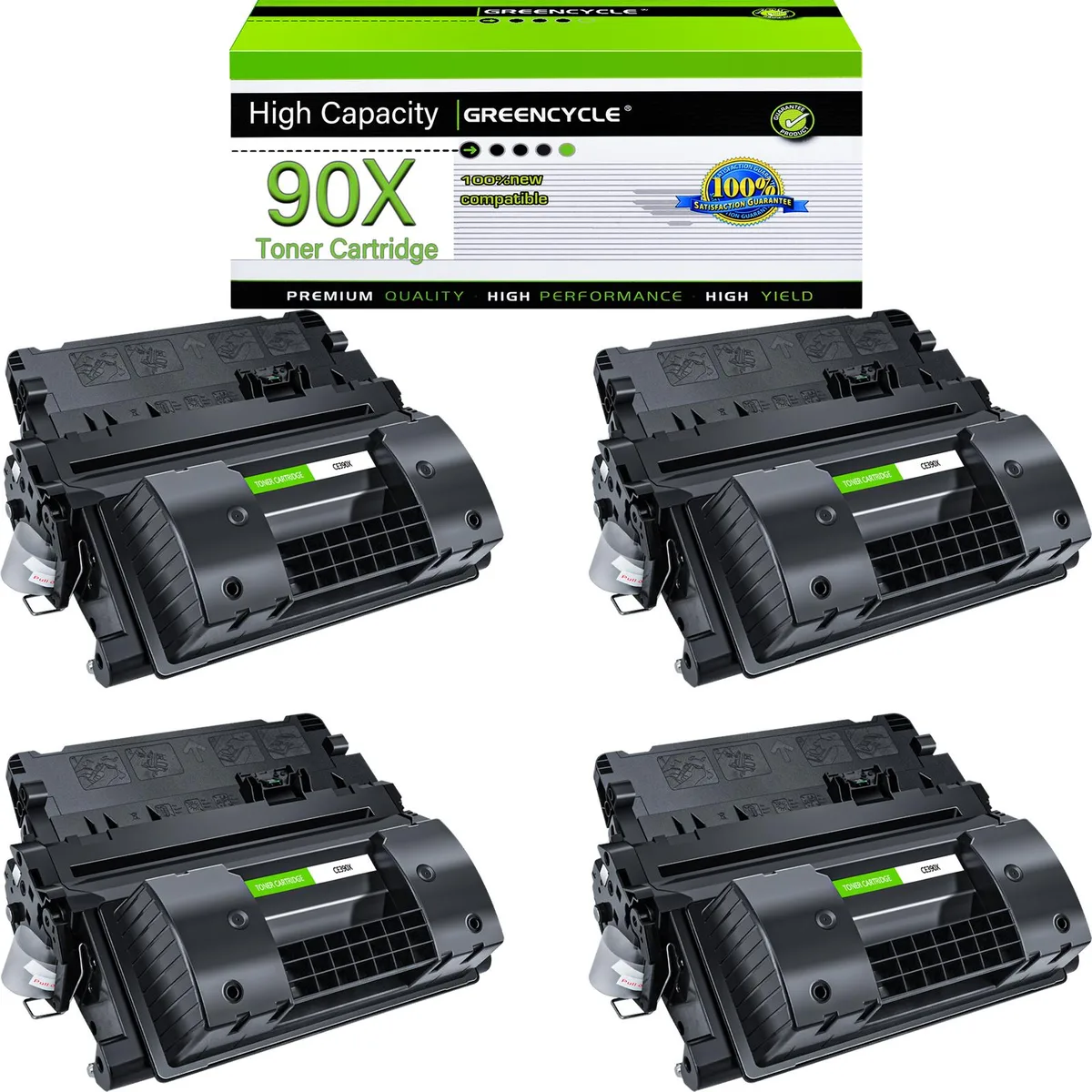 GREENCYCLE GREENCYCLE CE390X 4 Pack Black Toner Cartridge 24000 Pages — product photo