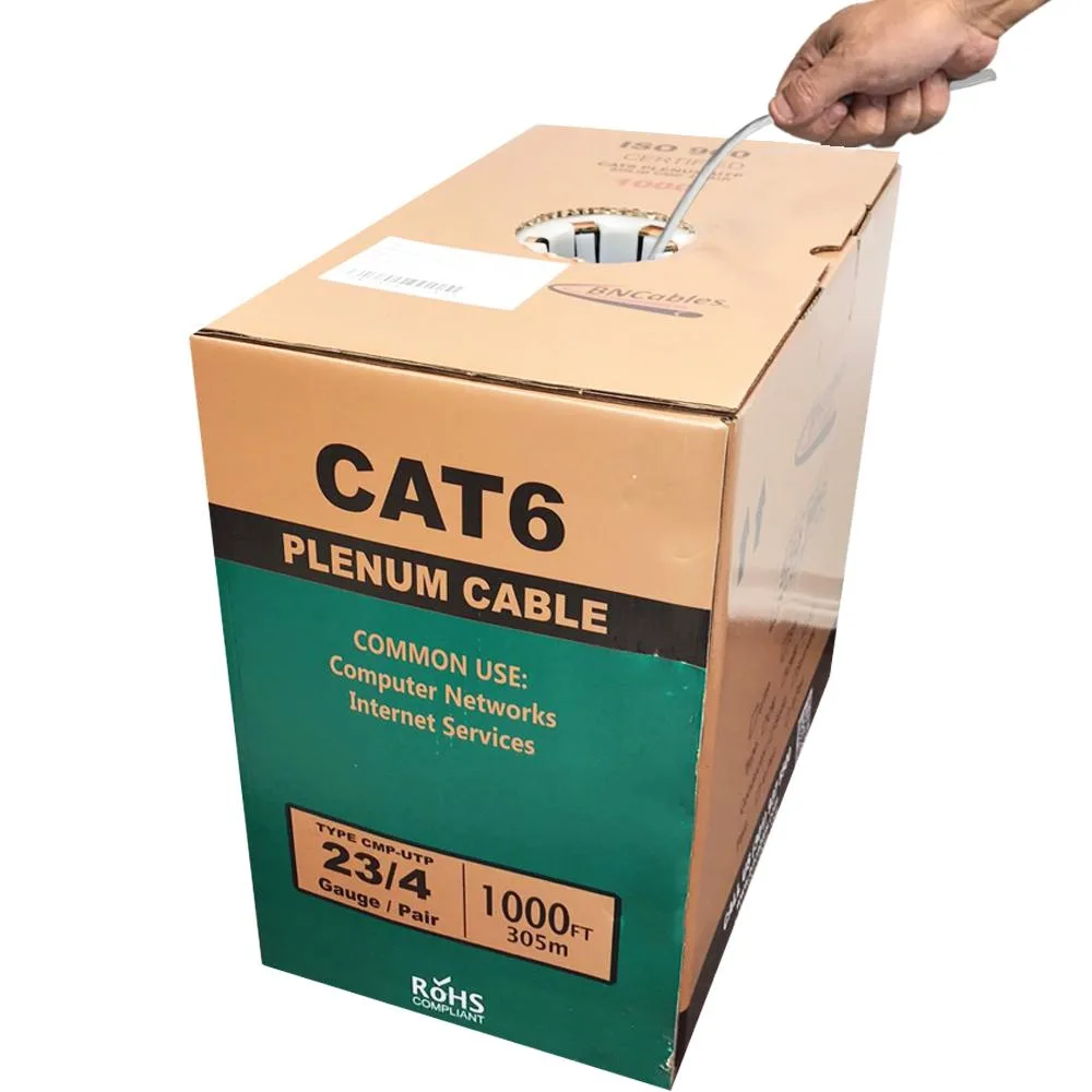 BNCables BNCables CAT6 Plenum CMP UTP 23AWG 550MHz 1000ft Gray — product photo