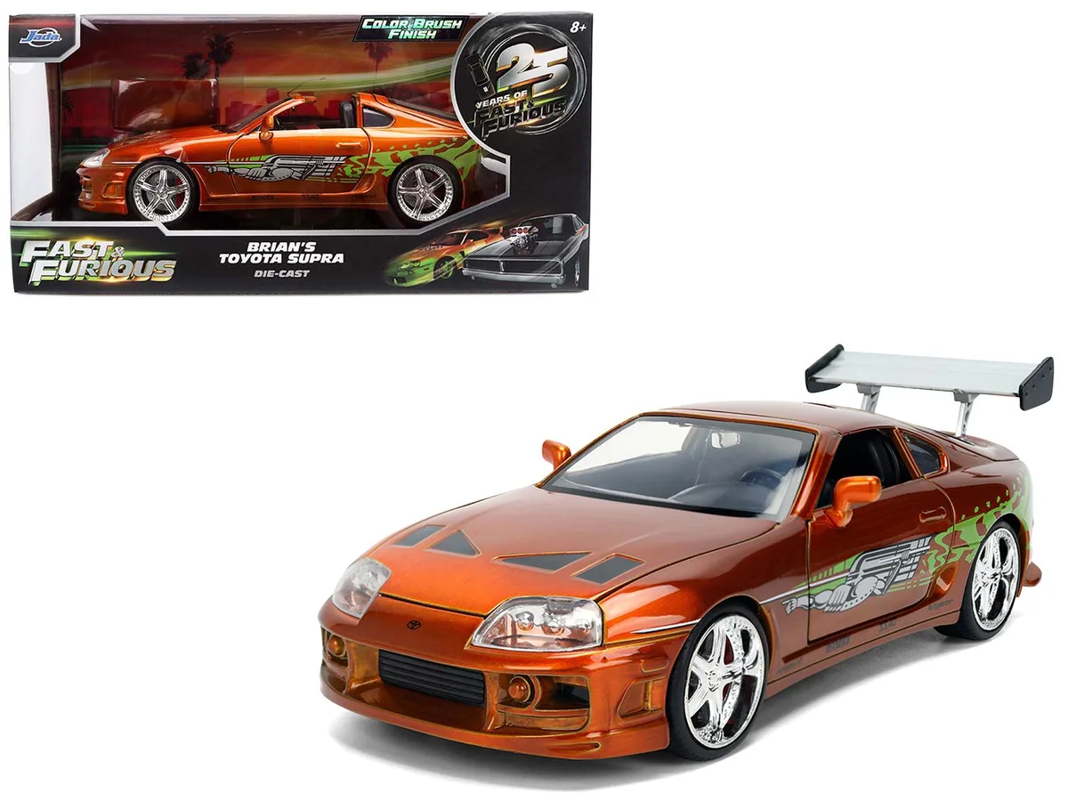 Jada Jada Brian's Toyota Supra Orange Brush Finish 25th Anniversary 1/24 Diecast Car — product photo