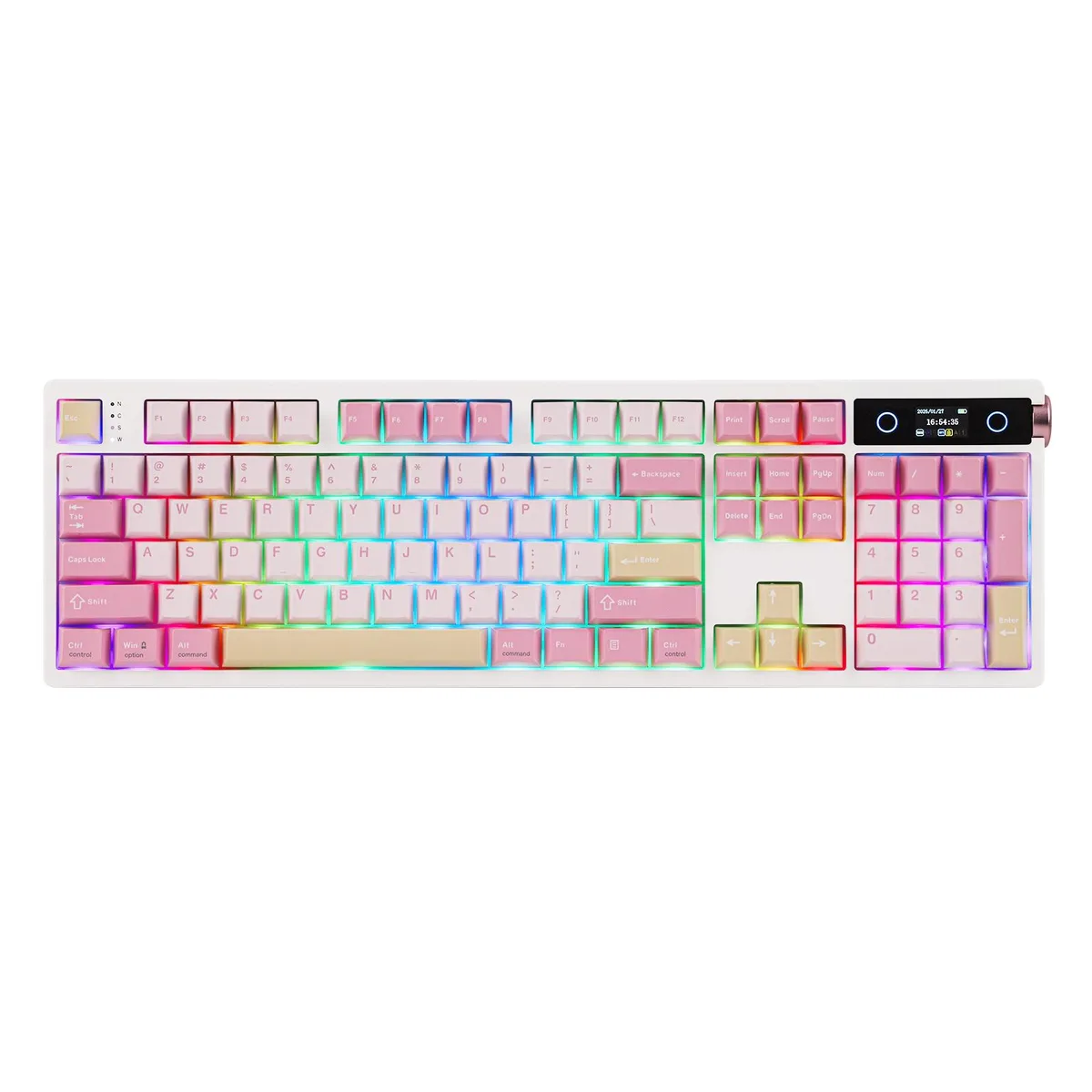 Epomaker Epomaker TH108 PRO Full Size Gaming Keyboard with Screen &amp; Knob, 10000mAh, Tri-Mode (Pink, Creamy Jade) — product photo