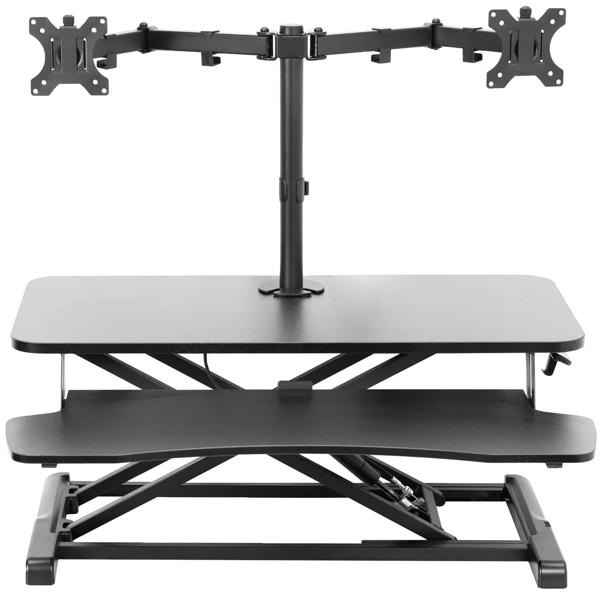 VIVO VIVO Black 32" Standing Desk Riser with Dual Monitor Mount office furniture — product photo