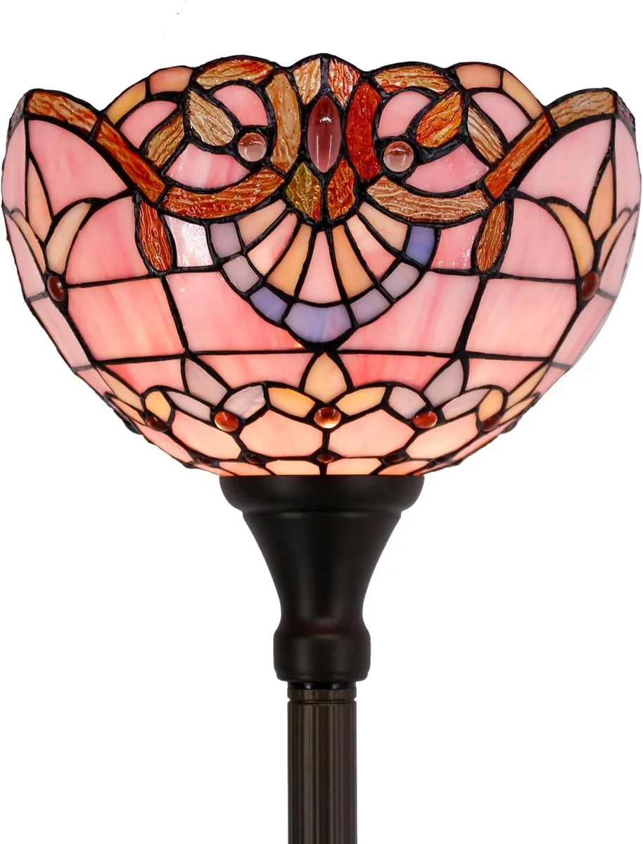 TUKO TUKO Tiffany Floor Lamp Pink Baroque Stained Glass S003P Series — product photo