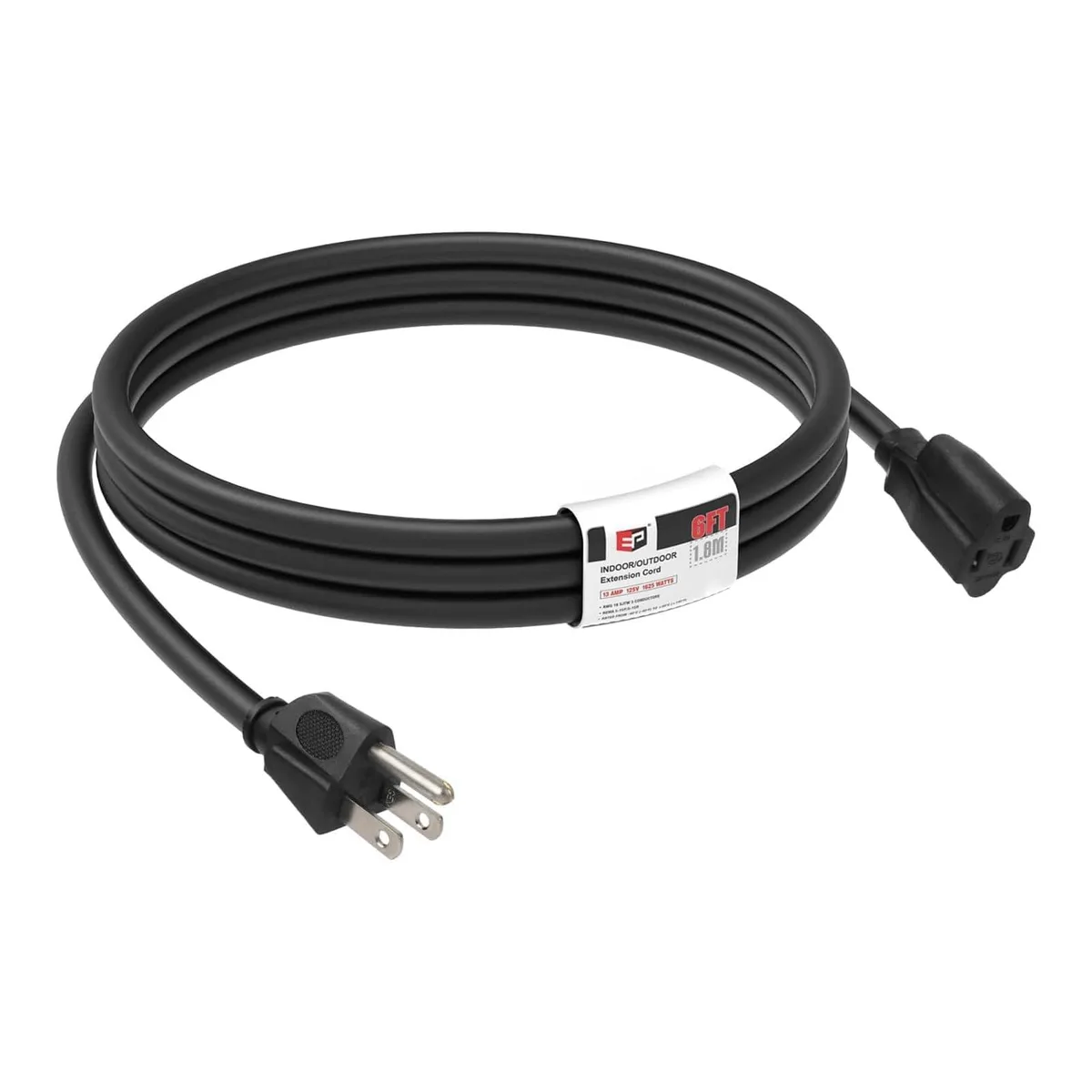  EP DL-31 16/3 SJTW 13A 125V 1625W 6ft Black Outdoor Power Extension Cord — product photo