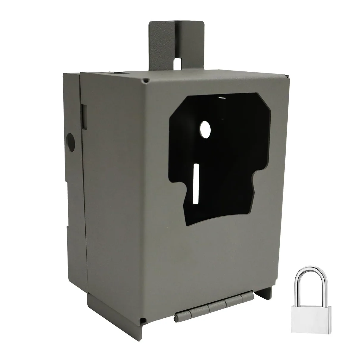 Metal security box for trail camera, 16-gauge steel with lock and mounting hardware