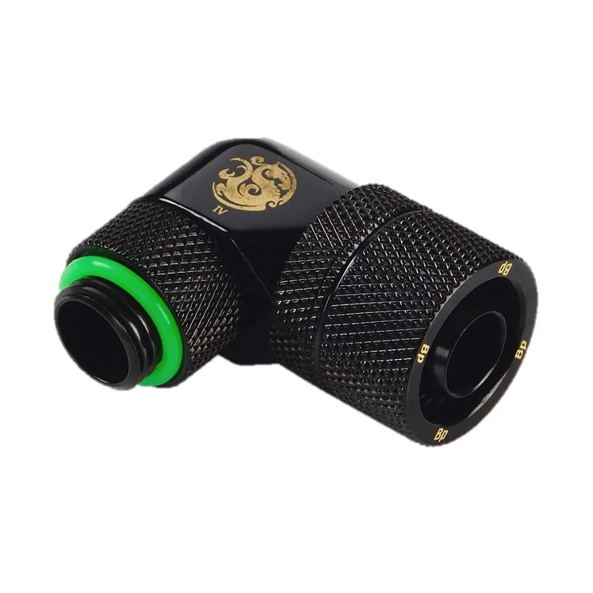 Bitspower Bitspower BP-MB90R2LCPF-CC3U 90 Degree Dual Rotary Compression Fitting Matte Black DIY Cooling — product photo