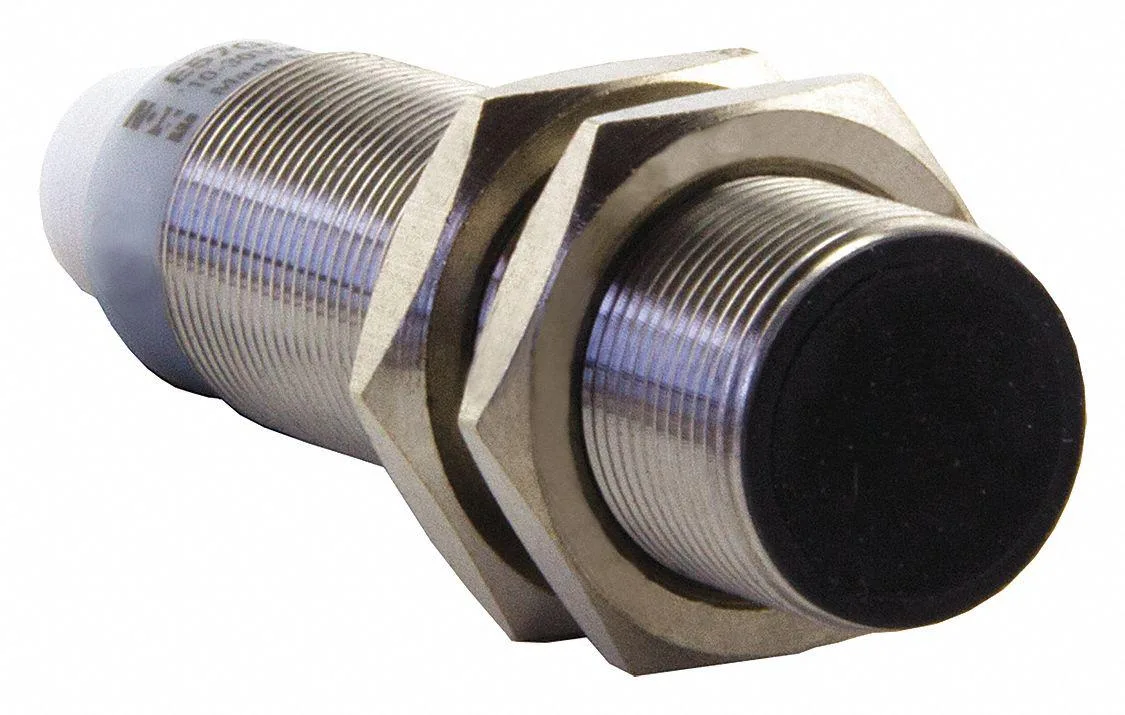Cylindrical stainless steel inductive proximity sensor, 12 mm diameter, 69 mm length, 4-pin micro connector