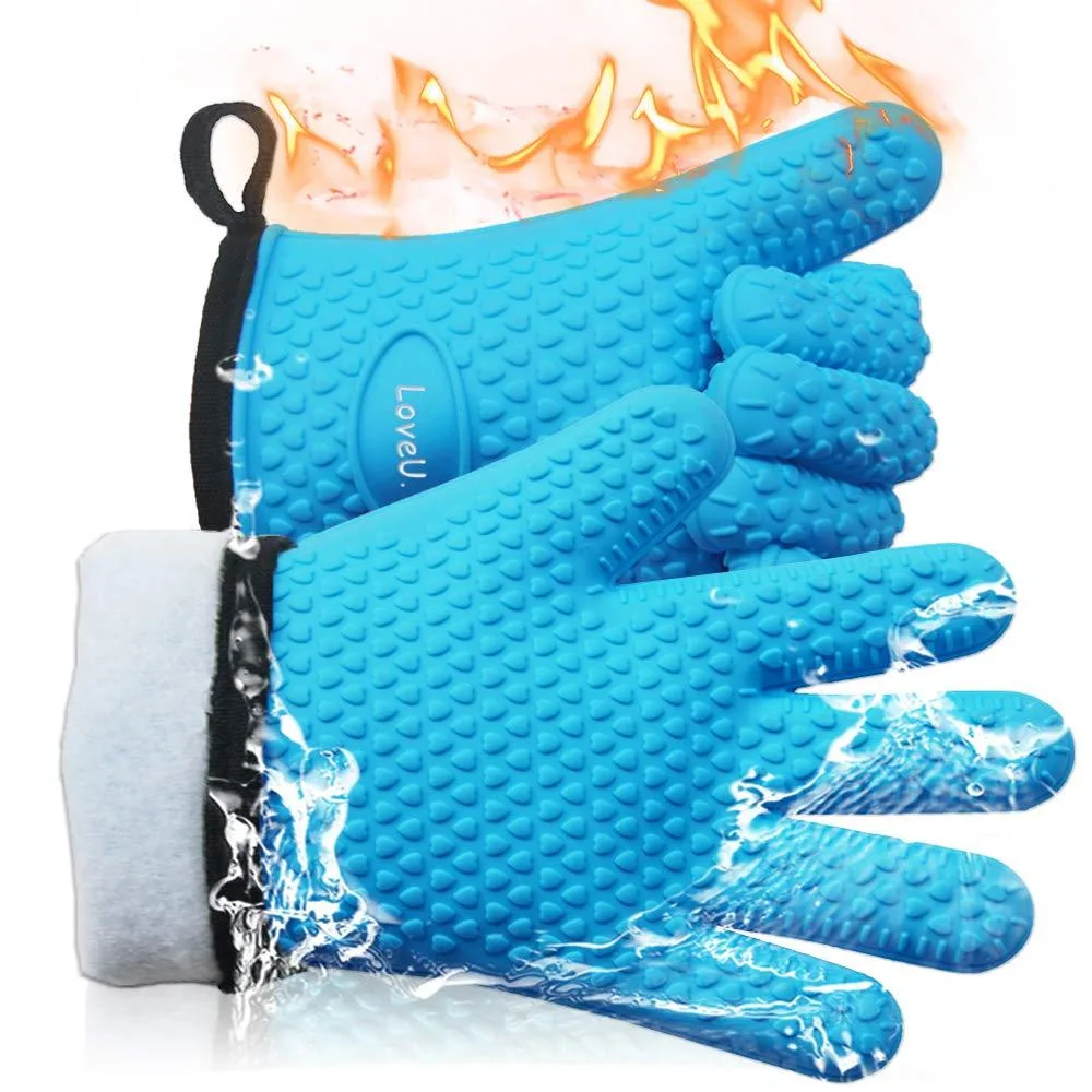  Loveuing Gloves-001 Silicone Oven Mitts Blue One Size — product photo