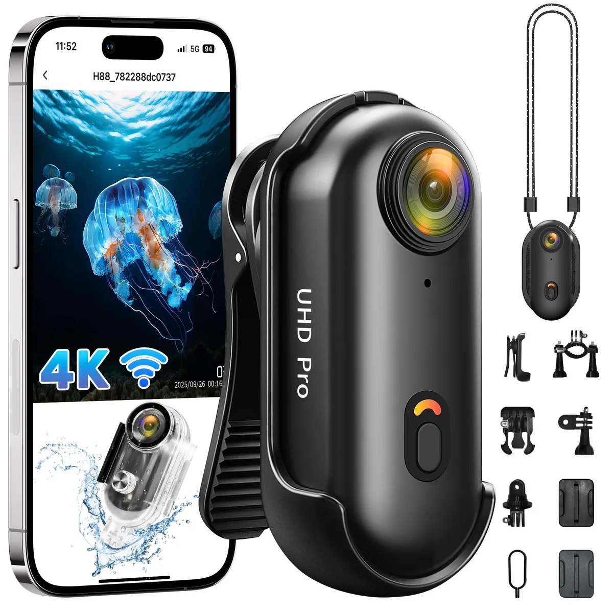 Generic Small Body Camera 4K Mini Action Camera 4K 35g 120° WiFi Waterproof Case 256GB — product photo
