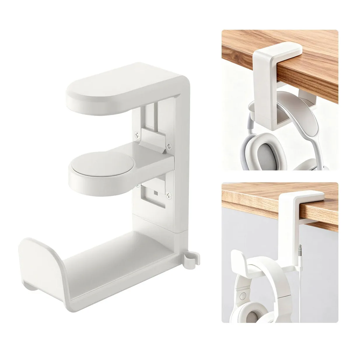  STEARBOR Headphone Hook White 3.9×4.5×1.6 in 360° Adjustable — product photo