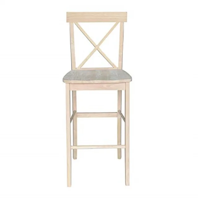 Unfinished wooden X-back stool, 29-inch seat height