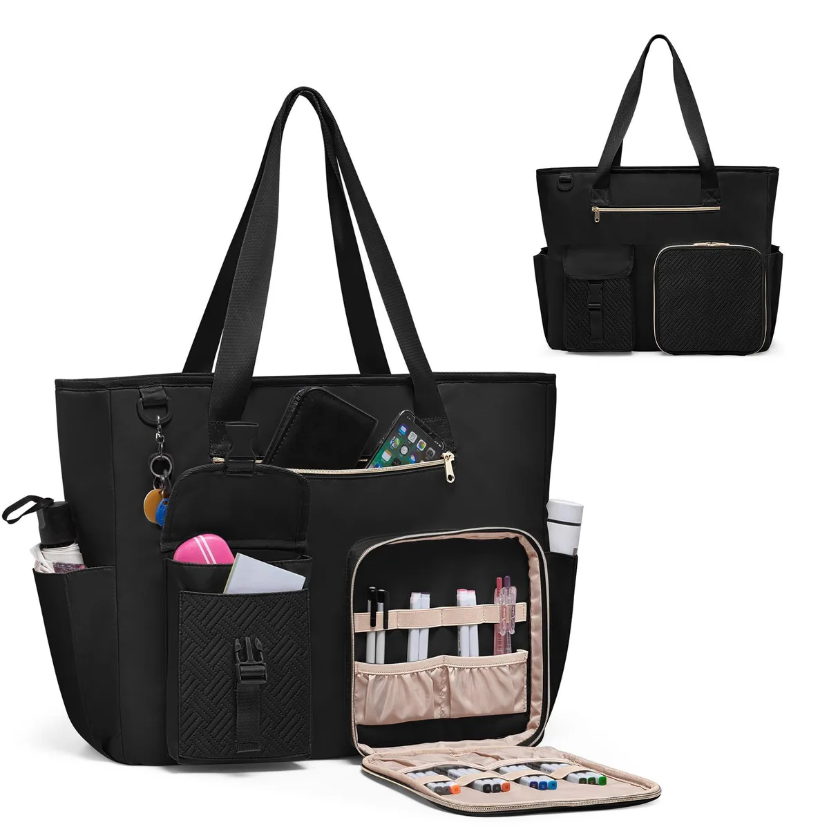 Bolton Technical Bolton Technical 2 in 1 Accessory Teacher Tote 15.6" 19.3x5.9x16.5" Black — product photo