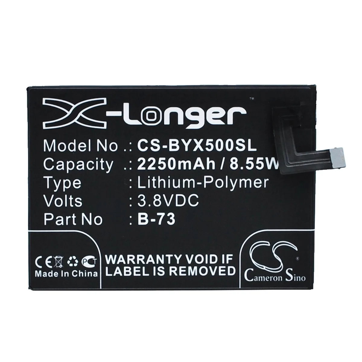 Cameron &amp; Co Cameron &amp; Co DS-CS-BYX500SL cell phone battery 2.25 Ah — product photo