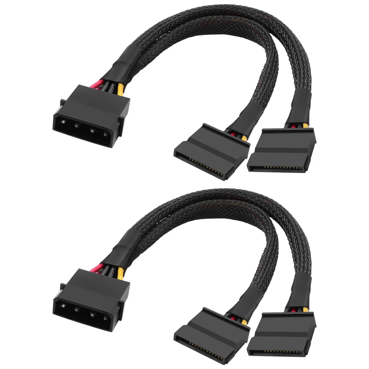 BUCIER BUCIER IDE to Dual SATA Power Y Splitter Cable 4 Pin Male to Dual 15 Pin Female 18AWG 20CM 2PCS — product photo