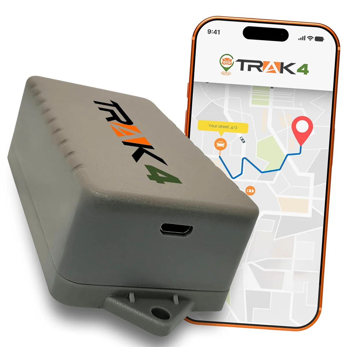 eTrak Trak4 USB Rechargeable GPS Tracker 12 months 4.1 x 2.25 x 1.1 in — product photo