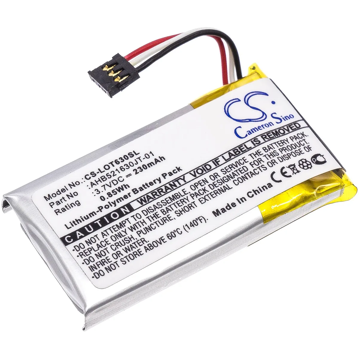 Cameron &amp; Co Cameron &amp; Co DS-CS-LOT630SL 3.7V 230mAh Li-Polymer battery — product photo