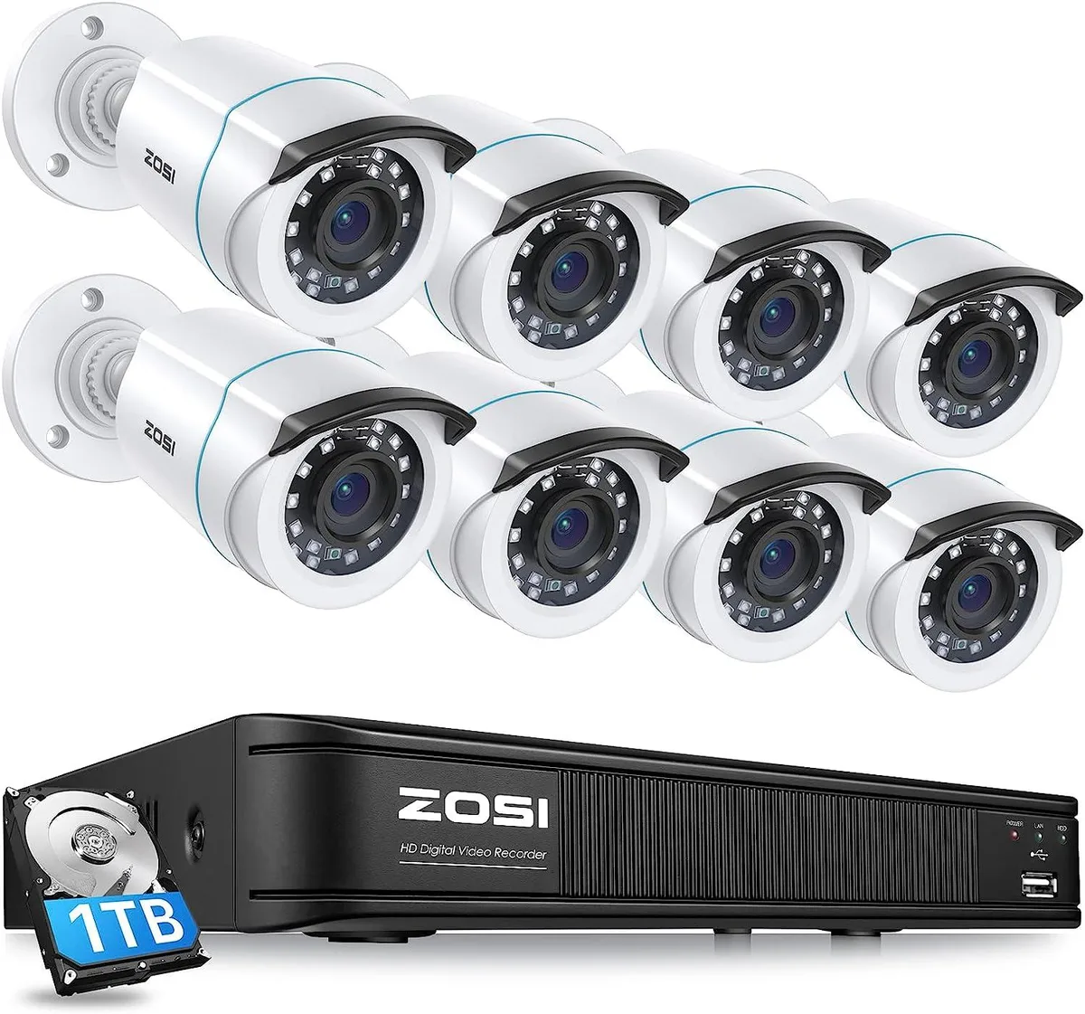 ZOSI technology Co., Ltd ZOSI technology Co., Ltd 5MP Lite 8CH DVR 1TB 8×1080p Bullet 80ft Night Vision surveillance security system — product photo