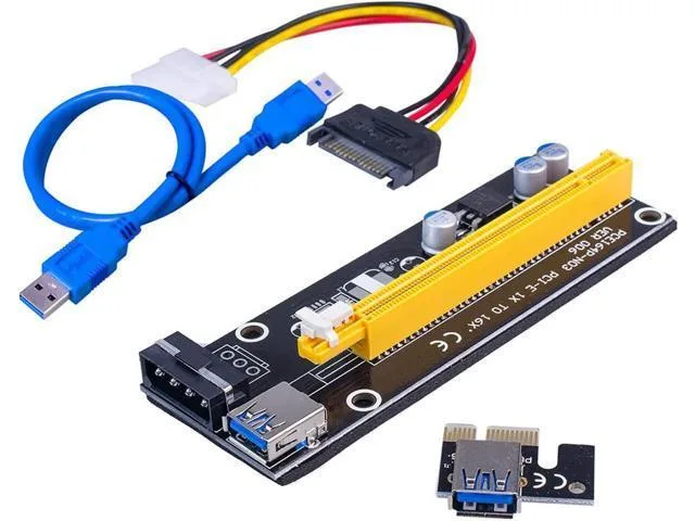 Manw Manw Ver006 PCI-E 1X to 16X GPU Riser Kit with .6M USB 3.0 Cable SATA to 6Pin Power (Black) — product photo