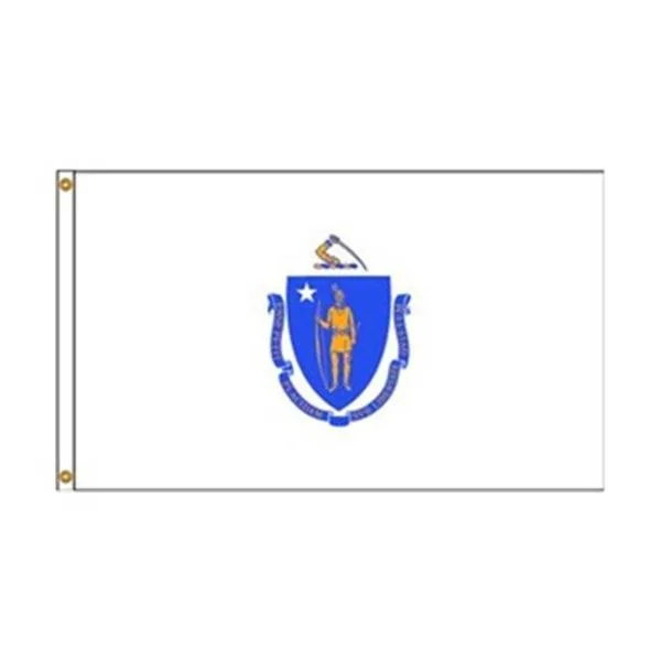 Massachusetts state flag, 4 by 6 feet, nylon with header and grommets