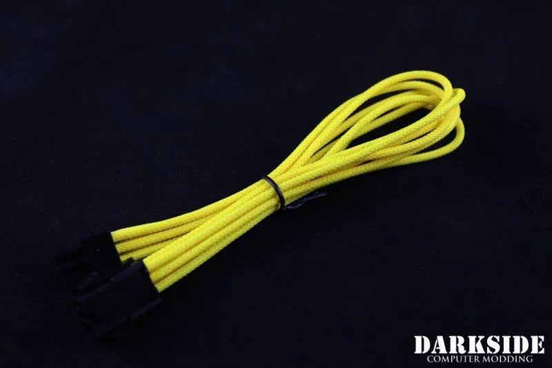 Darkside Computer Modding Darkside Computer Modding 6-Pin PCI-E 12" 30cm HSL Single Braid Extension Cable Yellow II UV DS-0437 — product photo