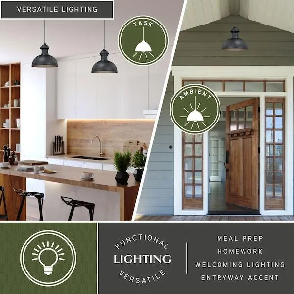 Bronze outdoor pendant light with ten inch shade