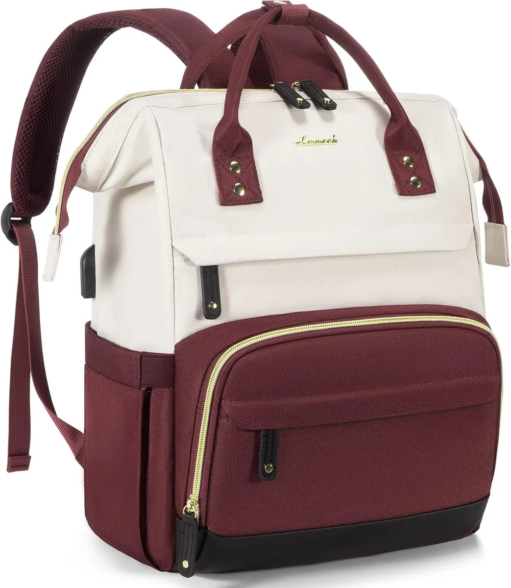 BFKK BFKK Laptop Backpack 15.6 Inch USB Port White/Red/Black — product photo