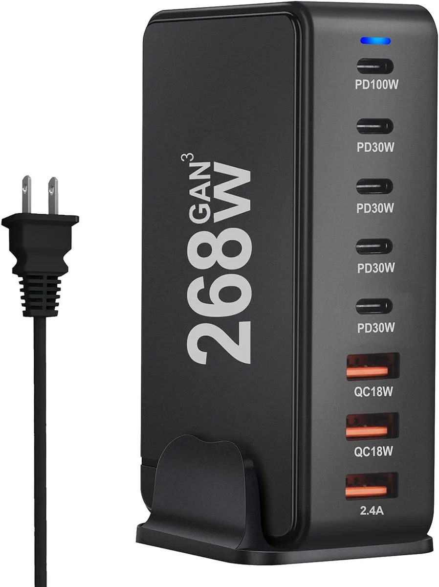 LUOM LUOM GAN268W 268W 8-Port Desktop Charger Black — product photo